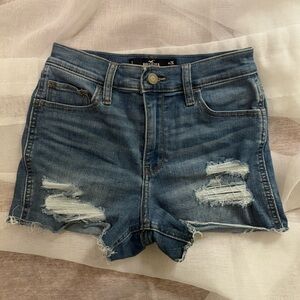 Ripped High Waisted Denim Shorts
